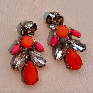 Stella & Dot Orange and Hot Pink Crystal Drop Earrings